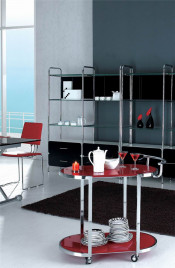 Red Glass Round Coffee Table Removable Table Hotel Furniture