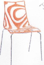 Silk Screen Acrylic Dining Chair with Metal Legs