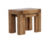 Solid Oak Nesting of 2 Tables/Oak Wood Nesting Tables