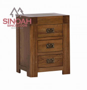 Solid Oak Rustic 3 Drawer Bedside Chest