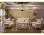 Solid Wood Home Furniture White Leather Sofa Living Room Furniture (sql-993)