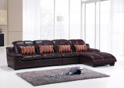 Solid Wood Leather Living Room Corner/Sectional Sofa (811)