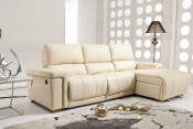 Storage Chaise Lounge Leather Sofa (611)
