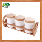 Sugar Salt Spice Jar with Bamboo Stand