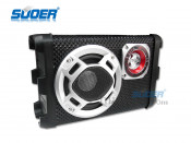Suoer Portable Car Subwoofer 5 Inch Square Car Audio Subwoofer Leather Subwoofer Speaker with LED Light (Portable-5 Inch-Square-Leather- With LED Light)