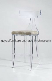 Transparent Acrylic High Bar Stool Chair with Cushion
