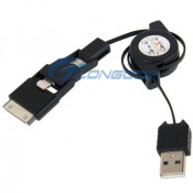 USB 2.0 to 8 Pin, for iPhone 30 Pin, Micro USB Multi-Functional Retractable Data Sync & Power Charge Cable