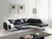 Warm Round Armrest Corner Genuine Leather Sofa with Recliner (S062)