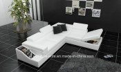 White Modern Big Corner Italy Genuineleather Sofa with Lockers (S082)