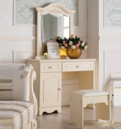 White Wood Vanity Set Dressing Table with Mirror and Stool, New Design Vanity Table (JB-8012B)
