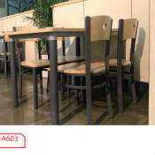 Wood Steel Dining Room Furniture Dining Table and Chair (HF-A603)