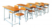 Wood and Metal School Desk and Chair (SF-59)