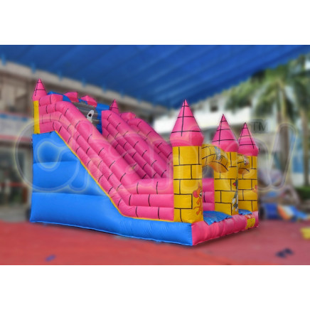 2014 Inflatable Pink Blue Yellow Castle Slide Chsl322