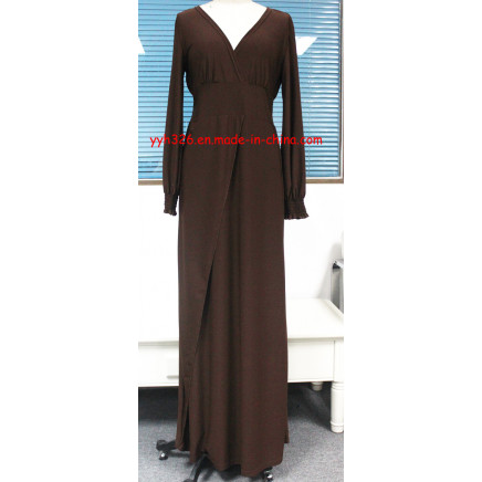 2014 Yyh Lady Fahsion Deep V-Neck Abaya Muslim Dress