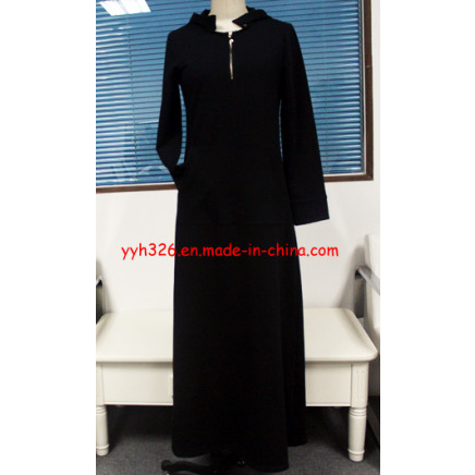 2014 Yyh Women Clothing Black with Cap Maxi Muslim Dress