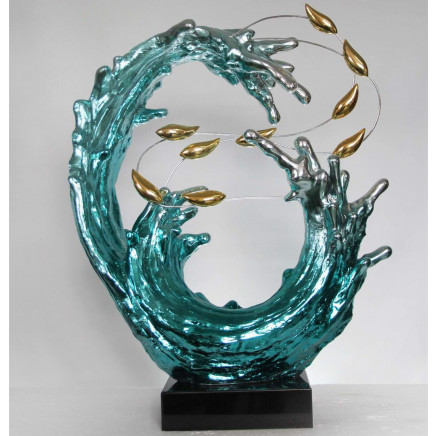 2015 New Design Modern Blue Sea Wave Sculpture for Decoration