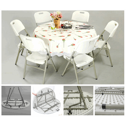 4 Foot Plastic Fold in Halfbanquet Dining Wedding Round Table