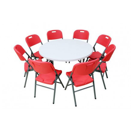 4 Foot Round Plastic Folding Table and Chair Set (SY-122Y)