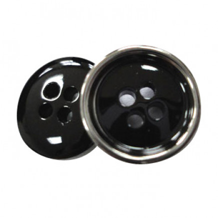4 Holes Black Shinny High Fashion Pearl Resin Button