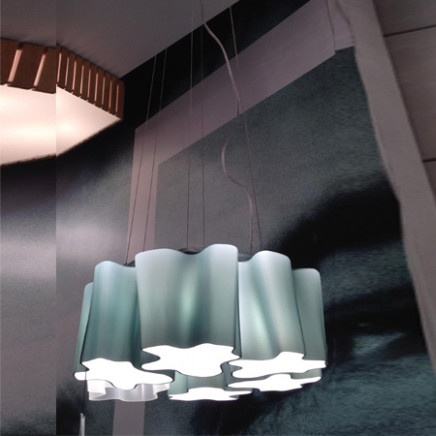 6 Lights Green Glass Suspension Light for Home