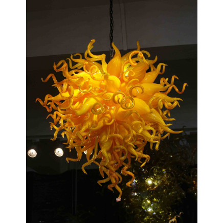 Antique Yellow Mouth Blown Glass Chandelier for Home Decoration