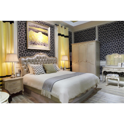Bedroom Furniture Hotel King Size Bed Fancy Bed with Night Stand (H211)
