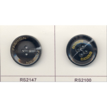 Black Horn Laser and Painting Letters Resin Coat Button