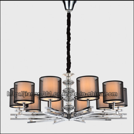 Black Modern Chandeleir Pendant Lamp with Fabric Shade