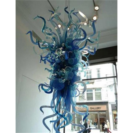 Blue Blown Glass Chandelier Lighting Fixture