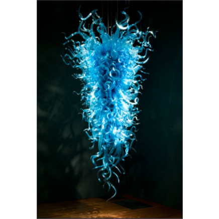 Blue Mouth Blown Glass Chandelier for Restaurant Decoration