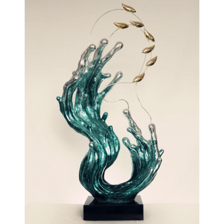 Blue Sea Wave Sculpture, Polyresin Sculpture, Abstract Sculpture