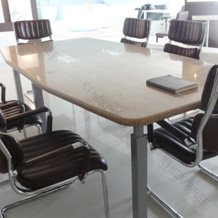 Brown Stone Conference Table, Solid Surface Table and Chairs