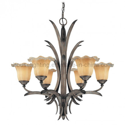 Chandelier / Steel Antique Chandelier with Glass Shade CH-850-5009X6