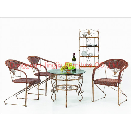 Cheap Iron Rattan Dining Outdoor Cane Bistro Coffee Set (JJ-S460&579)