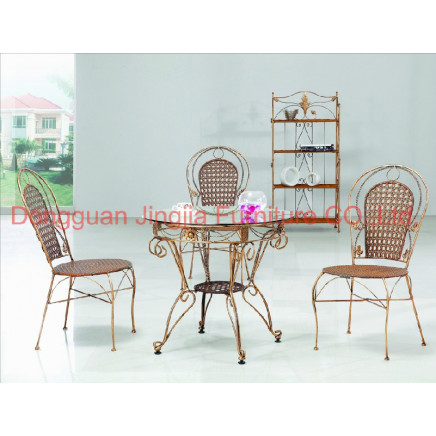 Cheap Iron Rattan Wicker Bistro Metal Restaurant Furniture (JJ-S423&574)
