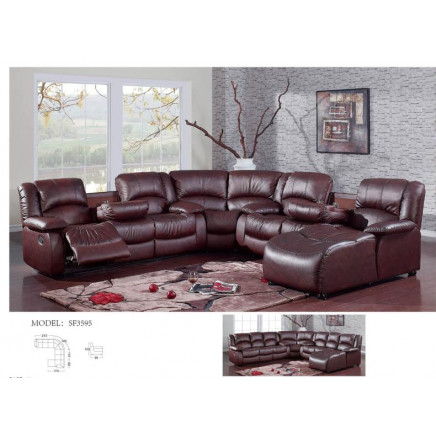 Corner Sofa with Hidden Table and Cupholder, Recliner Sofa (E3595)