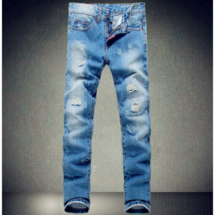 Crinkle Leisure Men Long Cotton Pocket Denim Jeans