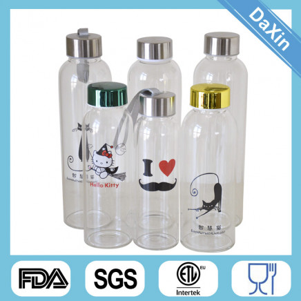 Decal Clear Glass Water Bottle