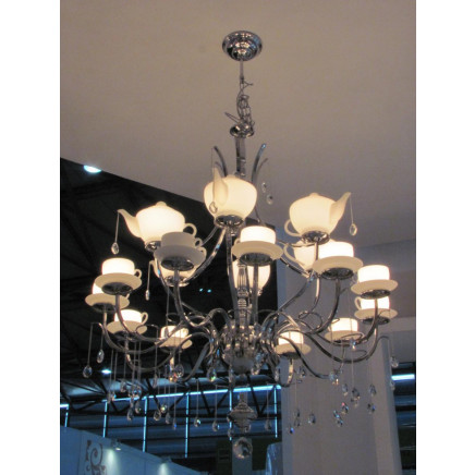 Decorative Teapot Pendant Lamp with Glass Crystal Drops (1089S)