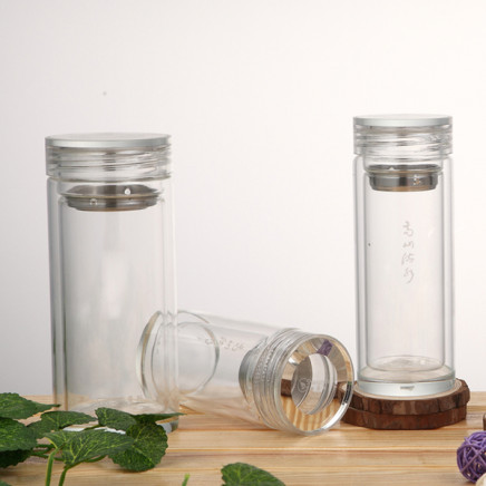 Double Wall Glass Water Bottle with Tea Sets