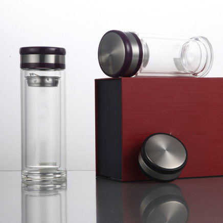 Double Wall Office Drinking Glass Bottle