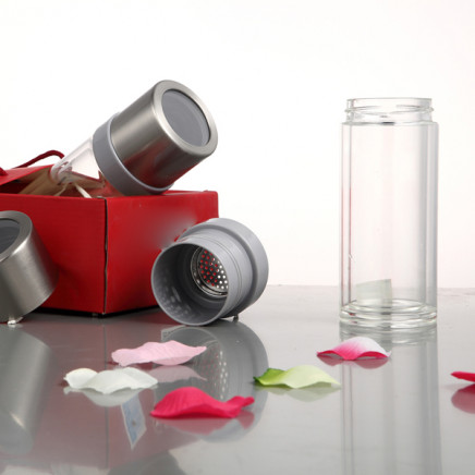 Double Wall Tea Glass Water Bottle