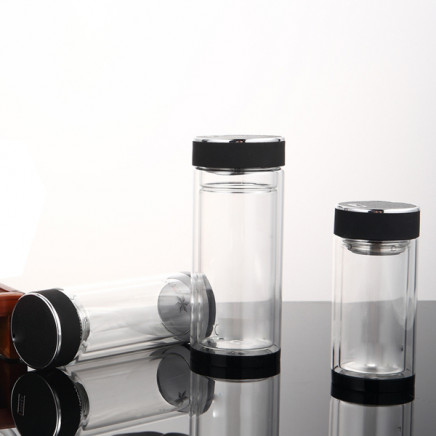 Double Wall Water Bottle Glass with Tea Infuser