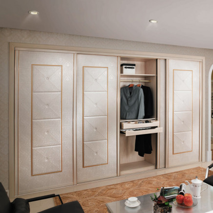 Euro Style PU Leather Sliding Wardrobe (OP-YG21142)