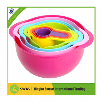 Food Grade Plastic PC 8PCS Sweet Color Plastic Mixing Bowl