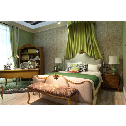 French Style Furniture Bedroom Furniture Fabric Leather Double Bed (H611)