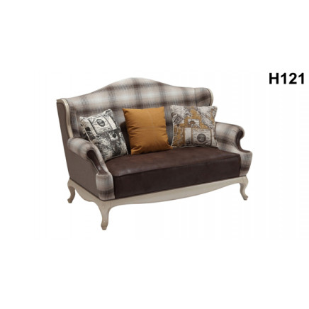 French Style Home Furniture Wooden Single Leather Sofa (H121)