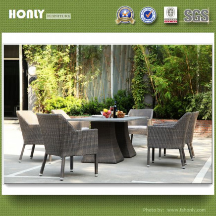 Garden Marble Table Set Rattan Dining Table Set