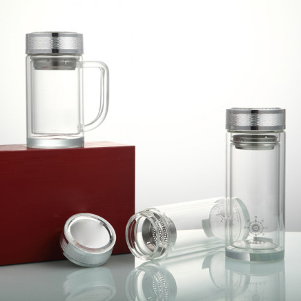 Glass Water Bottle with Stainless Steel Lidd