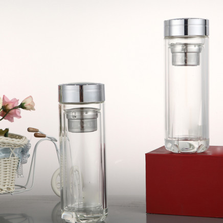 Glass Water Bottle with Stainless Steel
